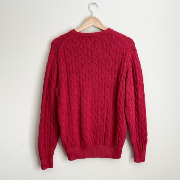 Jos A Bank Red Holiday Cable Knit Sweater size Medium - Picture 4 of 5